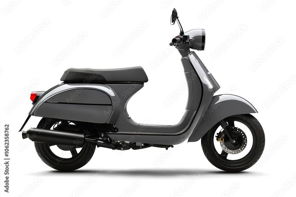 Modern black scooter on white background