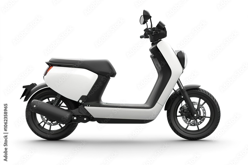 Modern electric scooter on white background