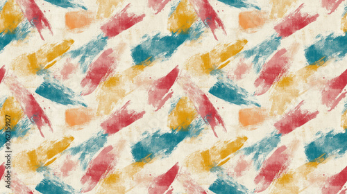 Seamless watercolor pattern featuring abstract brush strokes on a textured paper background ideal for artistic design projects