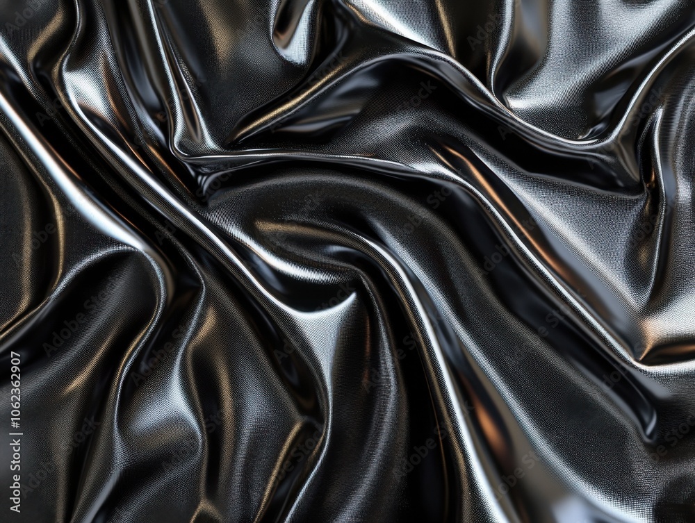 Fototapeta premium An abstract image showcasing glossy silver metal with fluid, mirror-like reflections resembling liquid chrome.