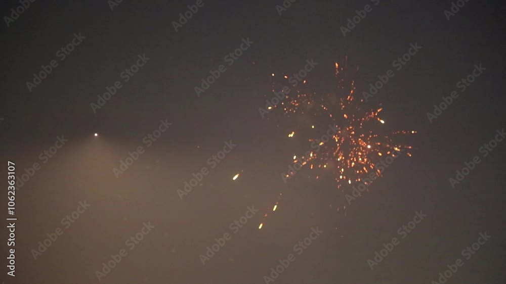 Real Fireworks Explosion on Smoke Foggy black Motion Background loop Sky on Fireworks Explosion. Diwali Fireworks for wedding, abstract, celebration, independence day and new year background