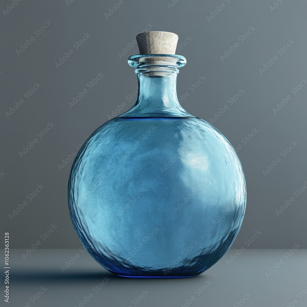 Artistic Glass Bottle with Cork Stopper