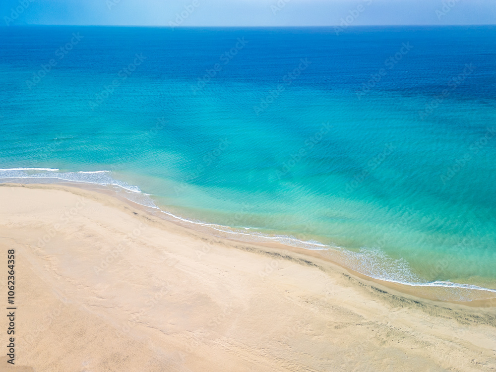 Aerial drone view of the beach of Sotavento, Fuerteventura, Canary Island, Spain Aerial drone view of the beach of Sotavento, Fuerteventura, Canary Island, Spain