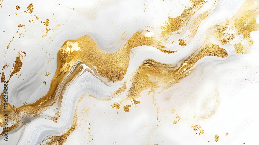 Elegant gold and white marble texture with fluid, swirling patterns, adding a luxurious feel Elegant gold and white marble texture with fluid, swirling patterns, adding a luxurious feel