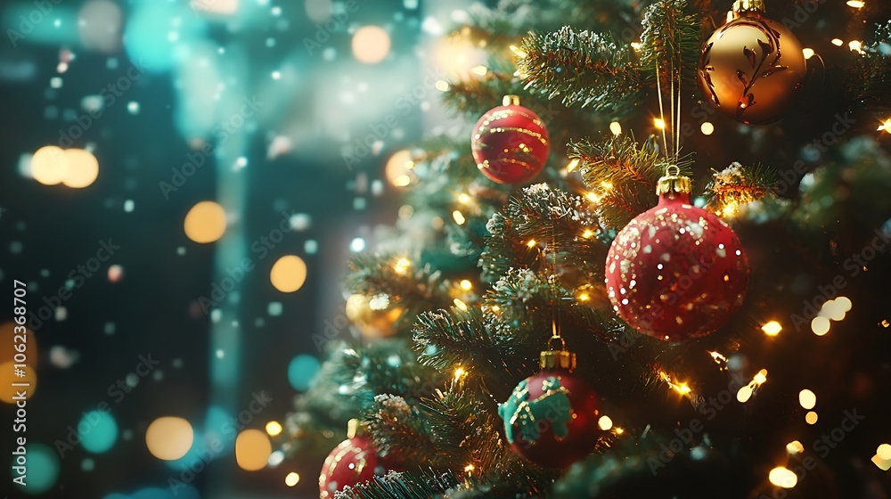 Christmas tree with handmade ornaments and twinkling lights Christmas tree with handmade ornaments and twinkling lights