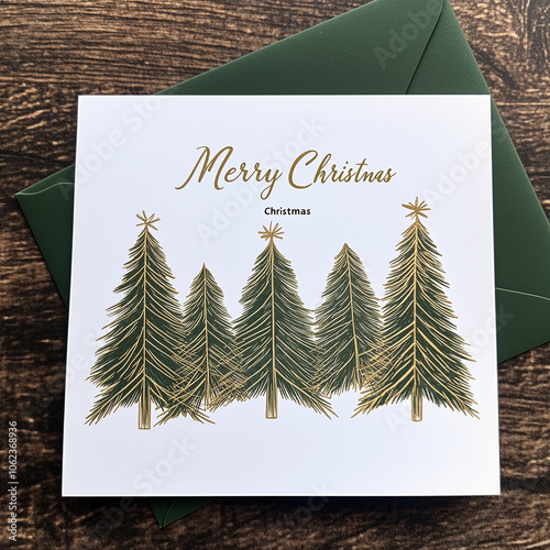 Elegant Christmas Card with Minimalist Tree Design photo