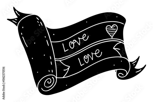 Love Message Scroll vector art illustration 