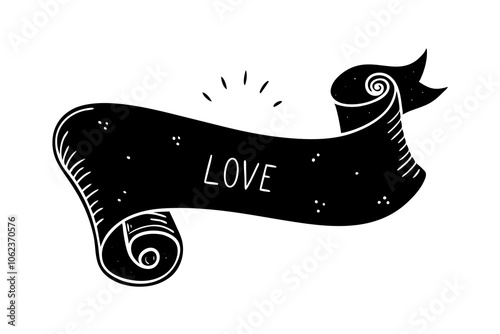 Love Message Scroll vector art illustration 