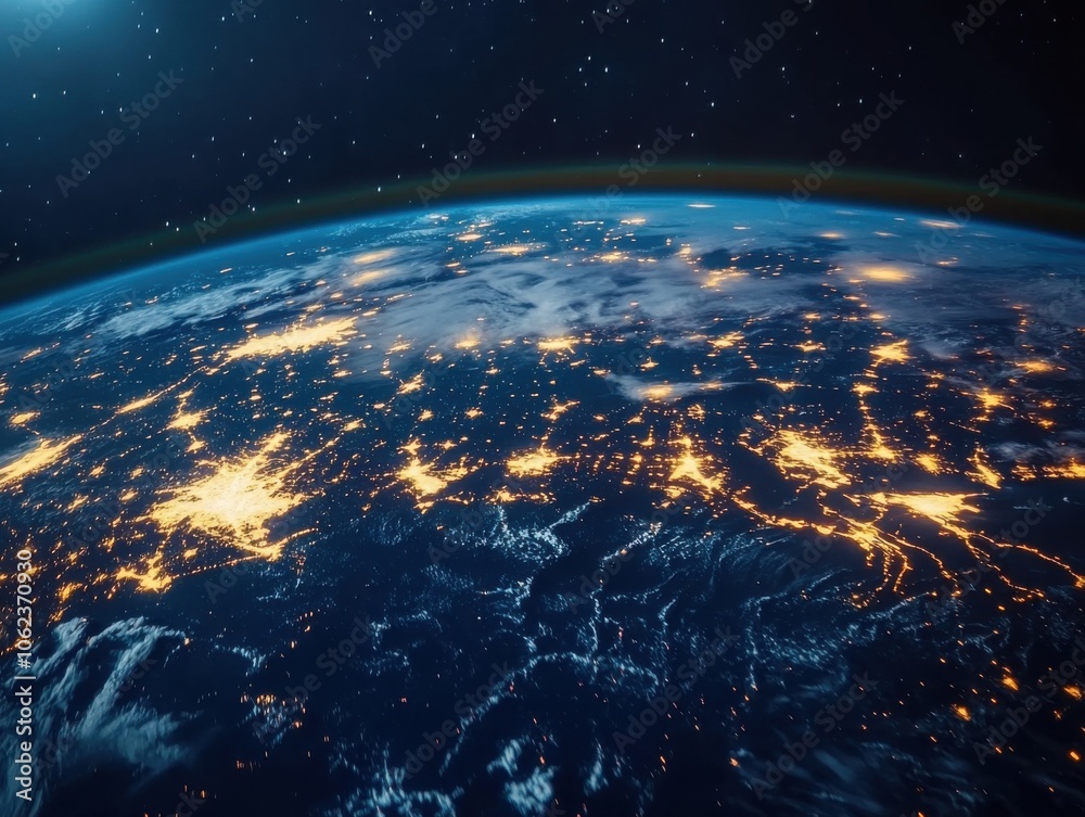 A futuristic view of Earth from space, showcasing illuminated connection lines across continents, symbolizing advanced global networks and technology. A futuristic view of Earth from space, showcasing illuminated connection lines across continents, symbolizing advanced global networks and technology.