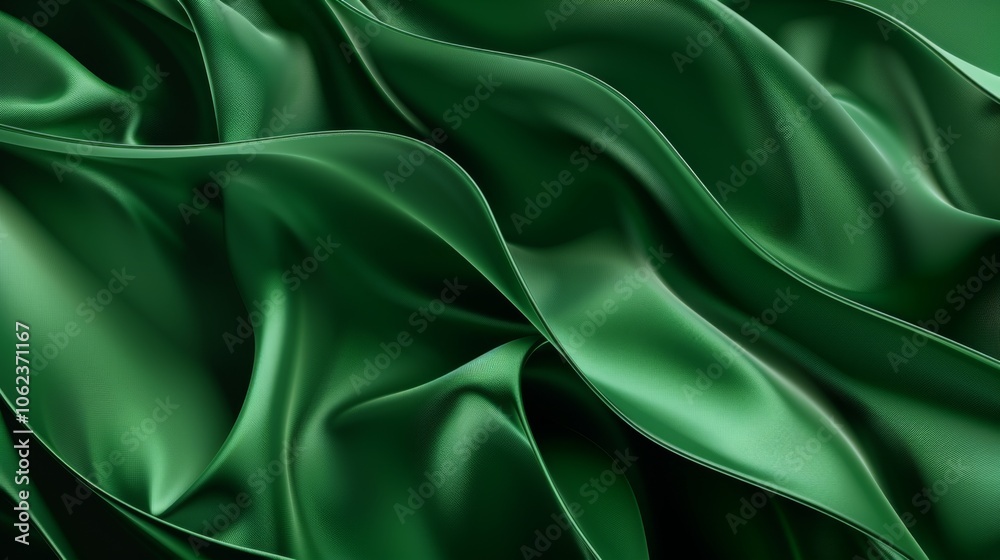 Fototapeta premium Processed collage of emerald green silk surface texture. Background for banner, backdrop or texture for 3D mapping