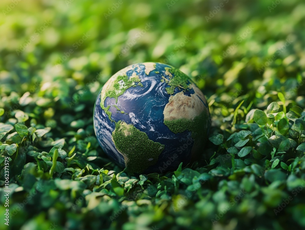A small globe rests on a bed of lush greenery, symbolizing global environmental responsibility and corporate social responsibility (CSR). A small globe rests on a bed of lush greenery, symbolizing global environmental responsibility and corporate social responsibility (CSR).