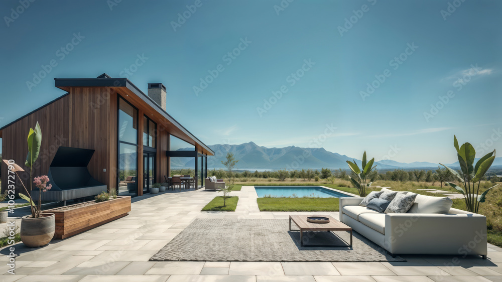 Fototapeta premium Luxurious Outdoor Oasis with Stunning Views