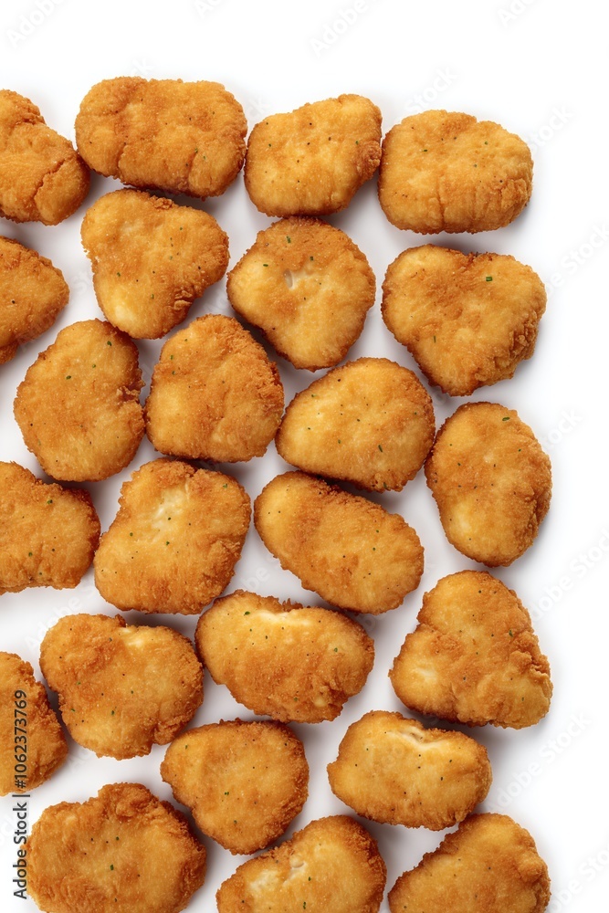 Golden Crispy Chicken Nuggets Isolated on a Clean White Background Golden Crispy Chicken Nuggets Isolated on a Clean White Background