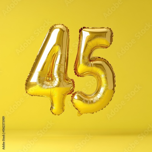 Gold balloon shaped like number 45
 photo