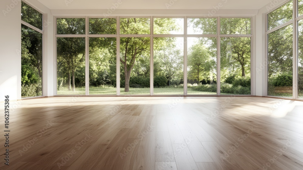 This room showcases wide glass windows with a panoramic view of a lush green garden, creating a seamless blend of interior and exterior spaces. This room showcases wide glass windows with a panoramic view of a lush green garden, creating a seamless blend of interior and exterior spaces.