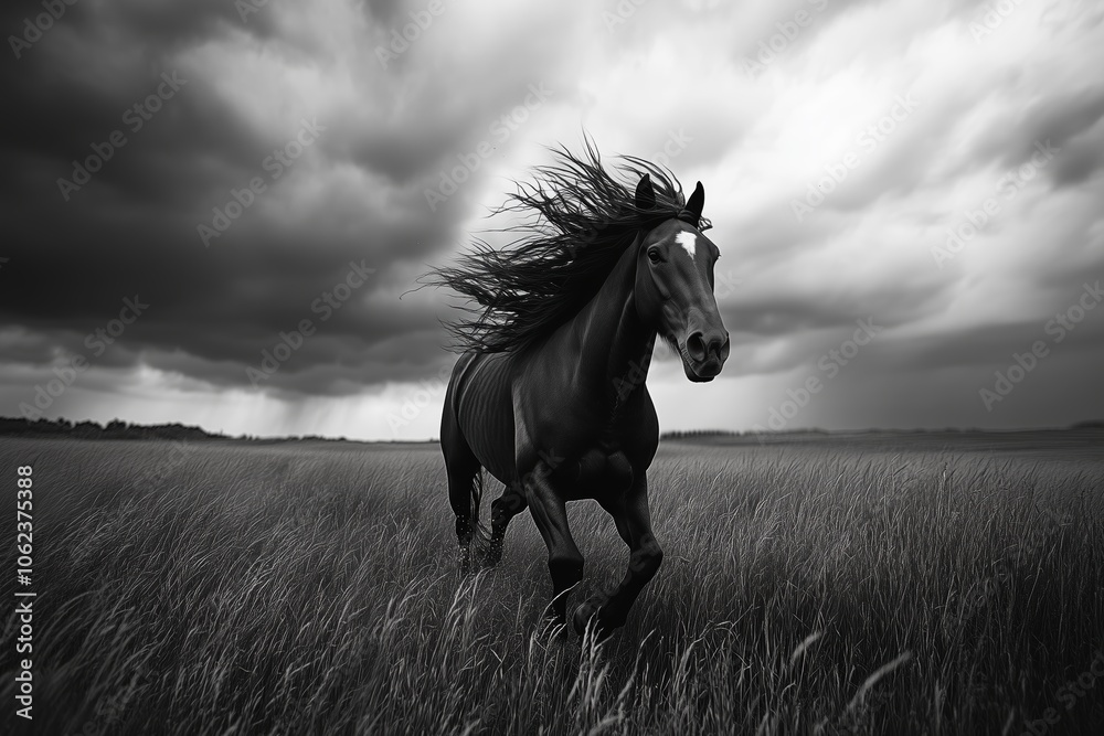 Galloping mustang embodies freedom on the open prairie Galloping mustang embodies freedom on the open prairie