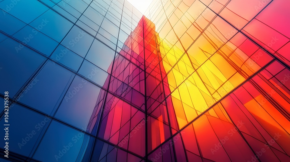 Fototapeta premium Abstract Futuristic Building Concept with Vibrant Colors