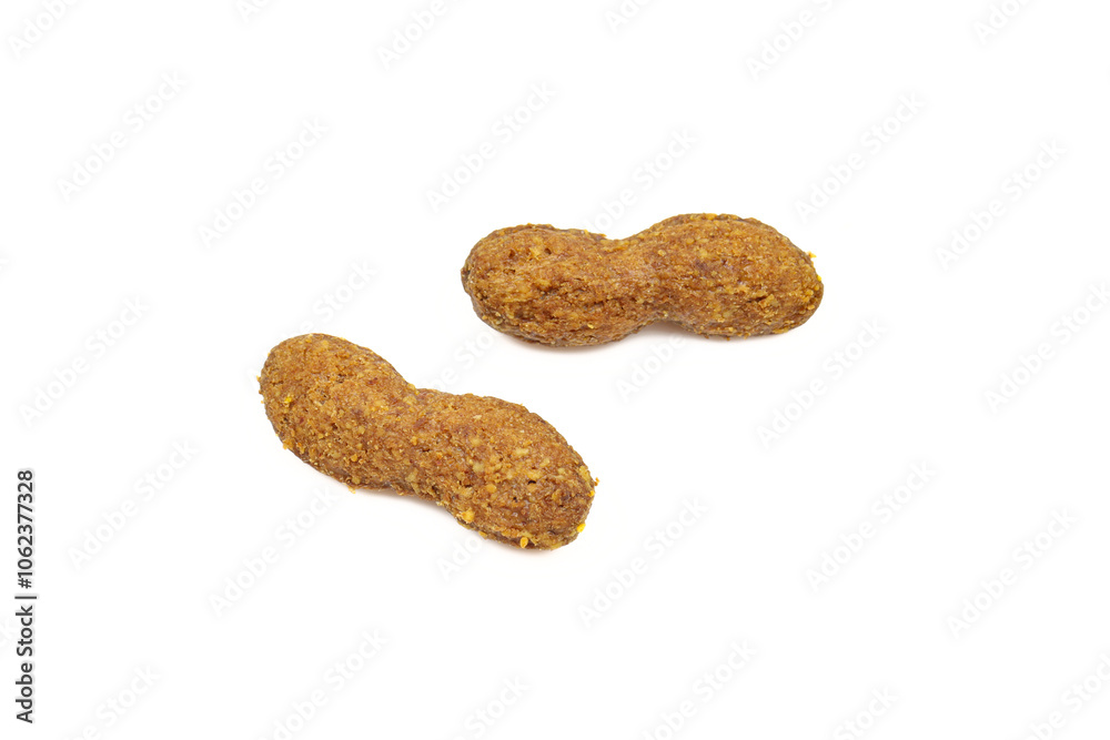 Peanut butter and chocolate dessert snack. Two peanut shaped food Peanut butter and chocolate dessert snack. Two peanut shaped food