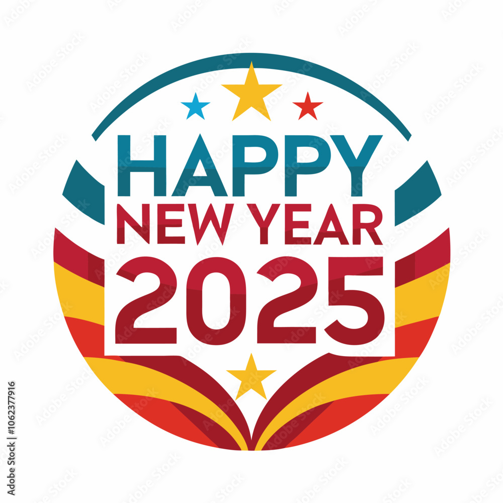 Fototapeta premium happy new year 2025 vector logo design