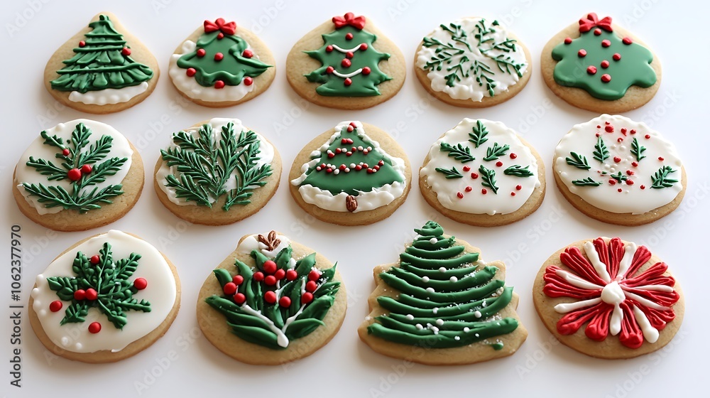 Fototapeta premium Christmas gingerbread cookie patterns with frosting details