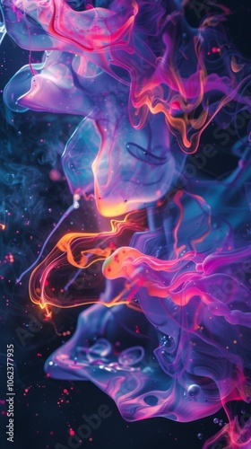 Abstract paint color background. Exoplanet cosmic sea pattern, paint stains. Marbleized effect. Background with abstract swirling paint effect. Liquid acrylic picture with flows and splashes.