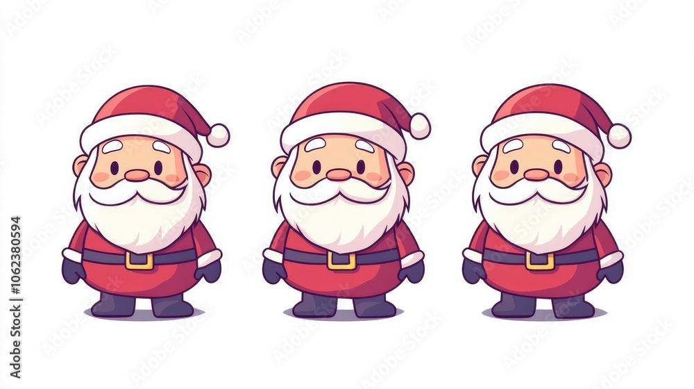 Children's drawing of Santa Claus in a red coat and hat on a clean white background New Year's Eve happy holiday