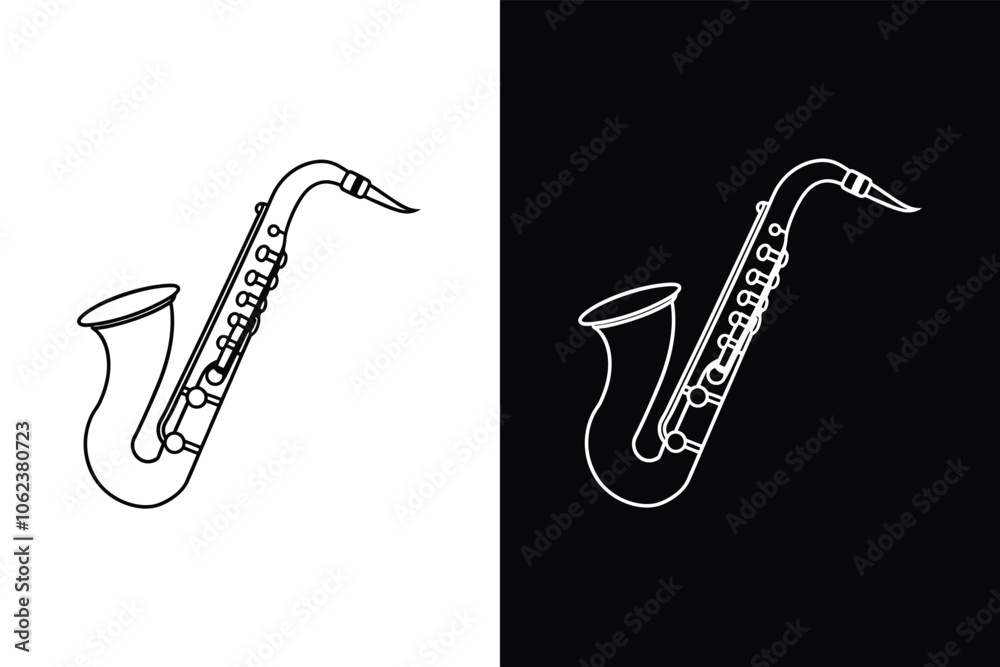 Naklejka premium Saxophone flute icon on White Background Vector Art Illustration on white background.