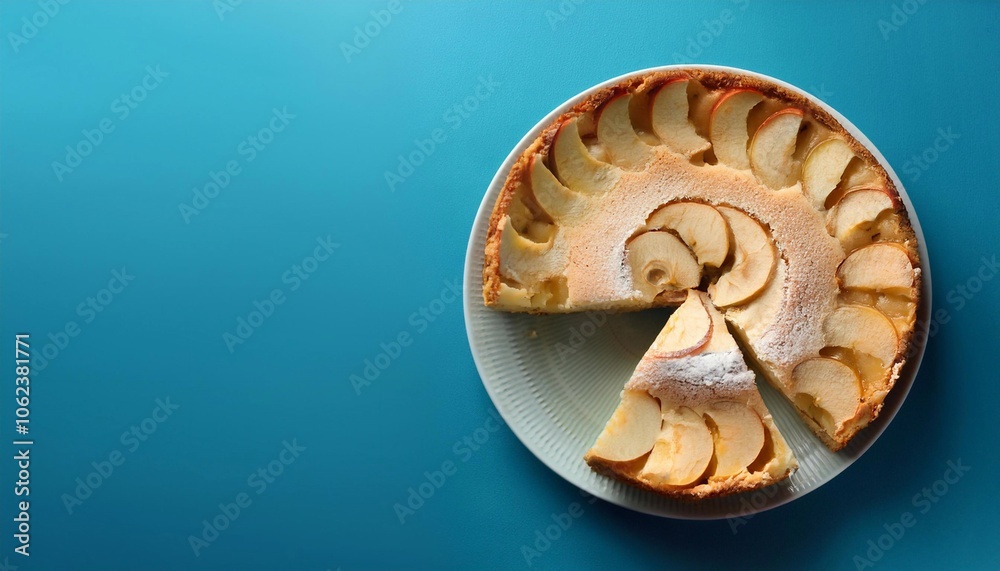 Obraz premium apple pie on bright background top view with space for text