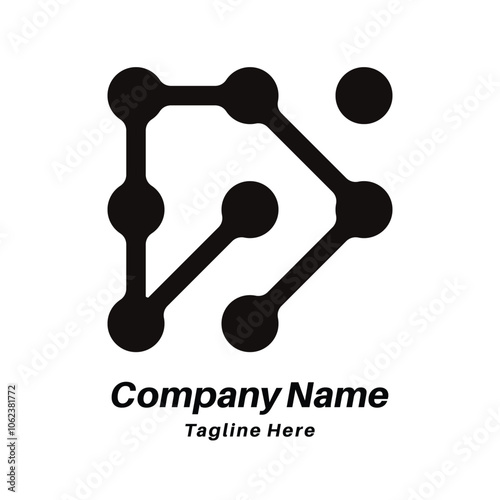 D letter tech logo design icon