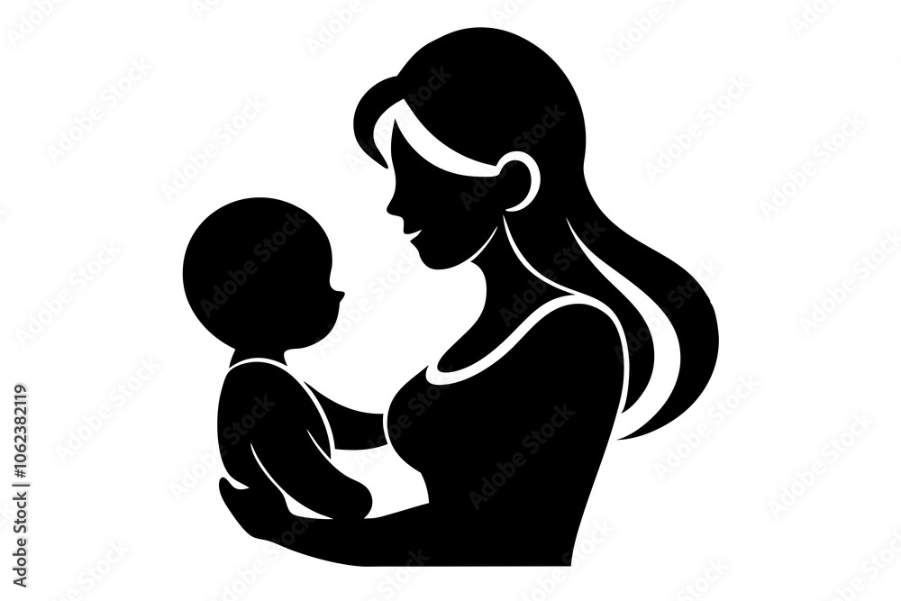 Happy mother with her baby silhouette avatar. Happy mother with her baby silhouette avatar.