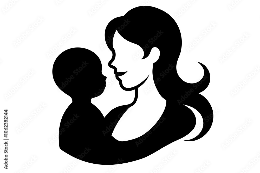 Happy mother with her baby silhouette avatar. Happy mother with her baby silhouette avatar.