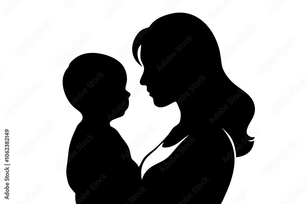 Happy mother with her baby silhouette avatar. Happy mother with her baby silhouette avatar.