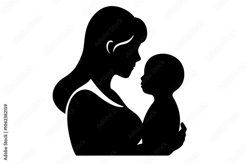 Happy mother with her baby silhouette avatar. Happy mother with her baby silhouette avatar.