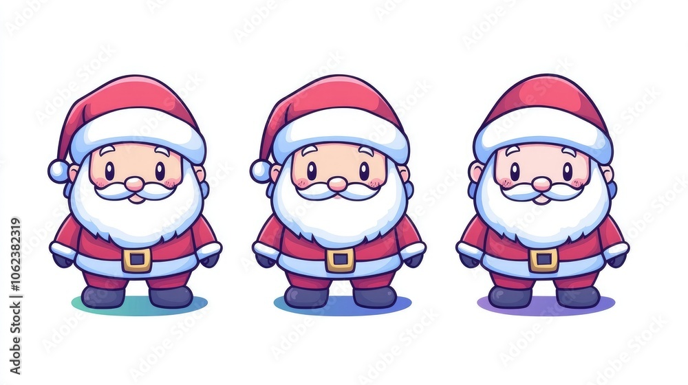 Children's drawing of Santa Claus in a red coat and hat on a clean white background New Year's Eve happy holiday