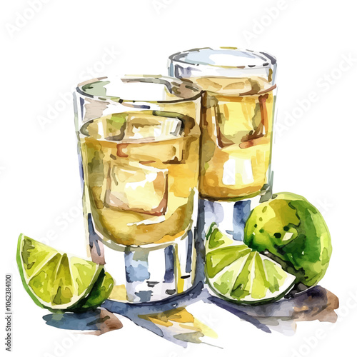 A watercolor vector of Tequila, isolated on a white background.