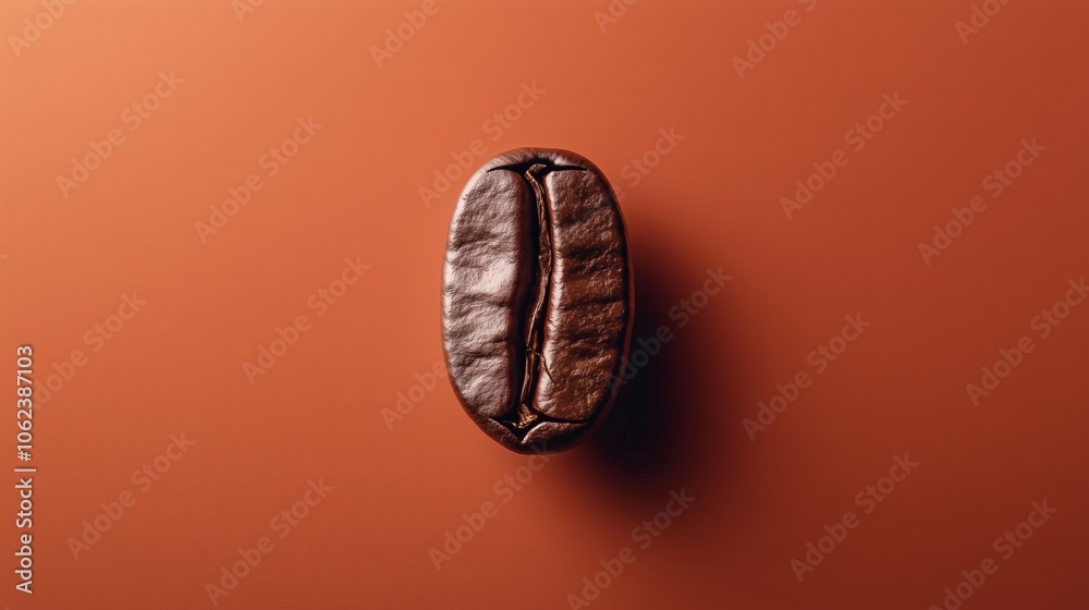 Close-up of coffee bean on brown background highlighting texture and detail Close-up of coffee bean on brown background highlighting texture and detail