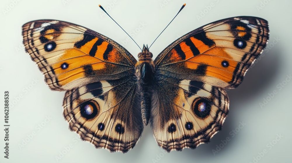 A stunning close-up of a vibrant orange butterfly with intricate patterns. A stunning close-up of a vibrant orange butterfly with intricate patterns.