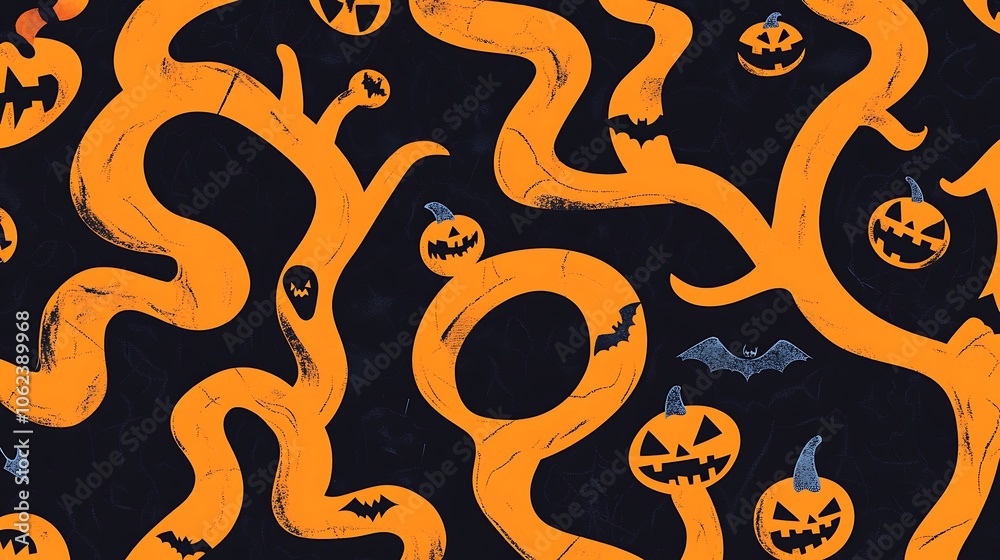 Obraz premium Halloween fun maze patterns featuring Halloween-themed pathways