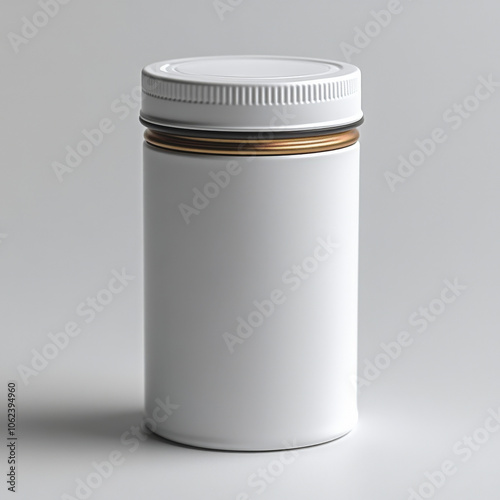 White Plastic Jar with Golden Rim