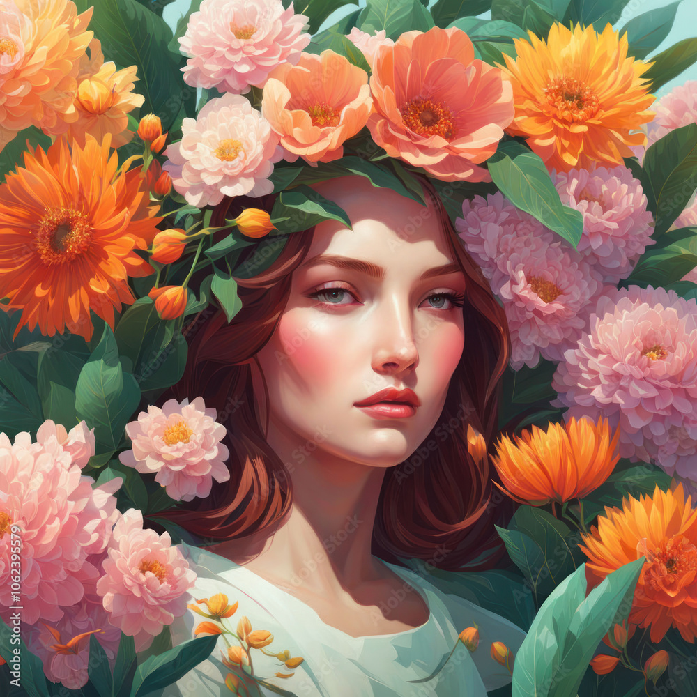 woman with flowers woman with flowers