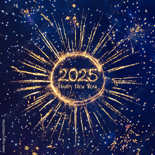 Happy New Year 2025 Holiday Greeting card.