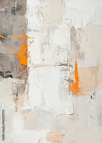 Wall abstract textured art, beige and orange