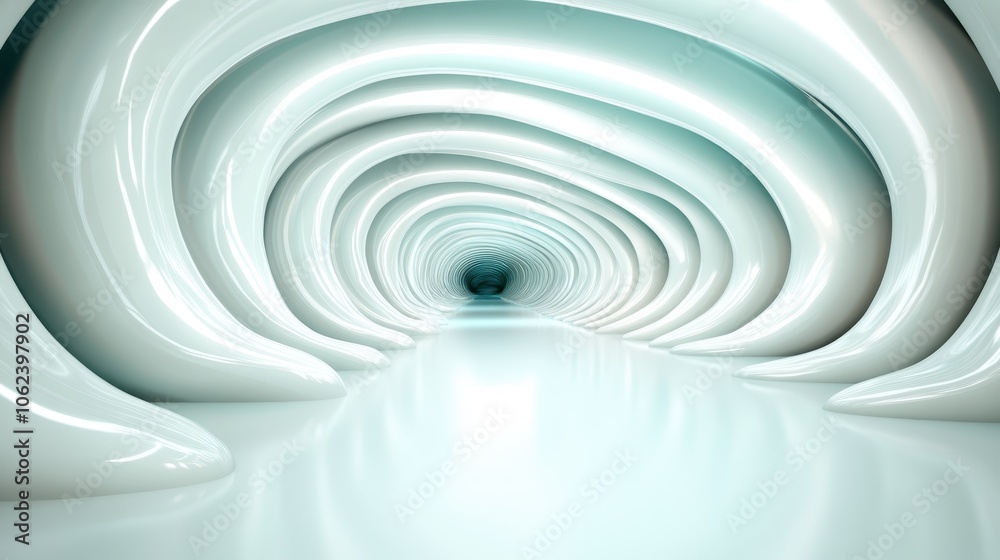 A surreal futuristic tunnel featuring smooth, flowing white surfaces that create an organic aesthetic, leading to an unknown destination, evoking curiosity and wonder. A surreal futuristic tunnel featuring smooth, flowing white surfaces that create an organic aesthetic, leading to an unknown destination, evoking curiosity and wonder.