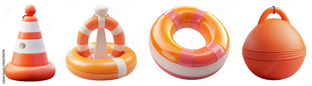 Obraz premium A 3D buoy icon with a transparent background, symbolizing safety and navigation for divers in open water.