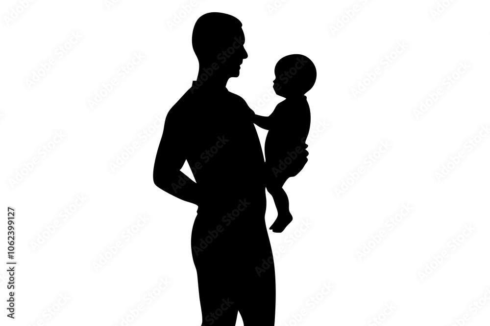 Happy father and baby isolated vector symbol. Happy father and baby isolated vector symbol.