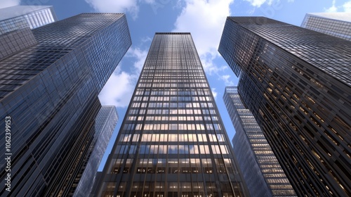 A vibrant urban environment is illuminated by skyscrapers integrating smart city technology and digital networks during twilight