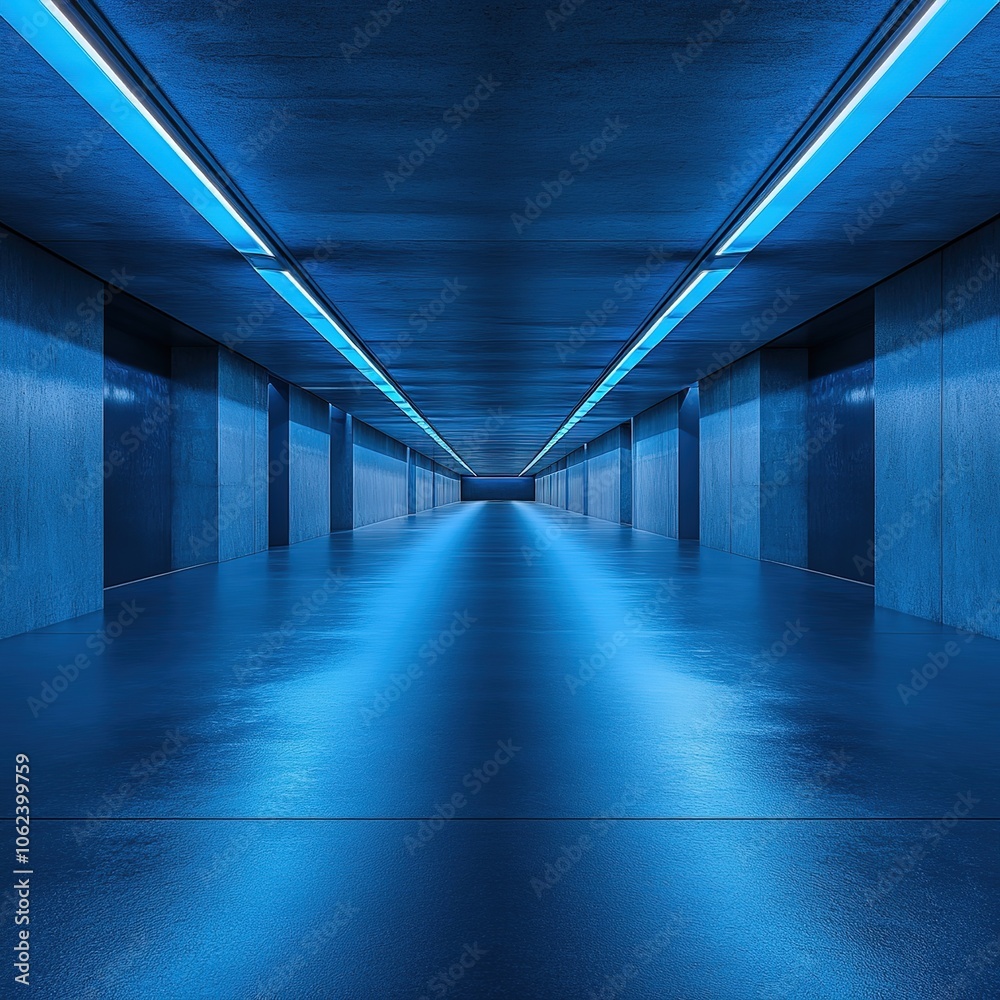 Explore the depths of modern architecture with stunning blue lighting effects Explore the depths of modern architecture with stunning blue lighting effects