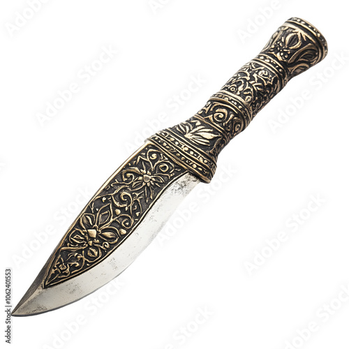 Detailed Handcrafted Vintage Knife with Floral Ornaments photo