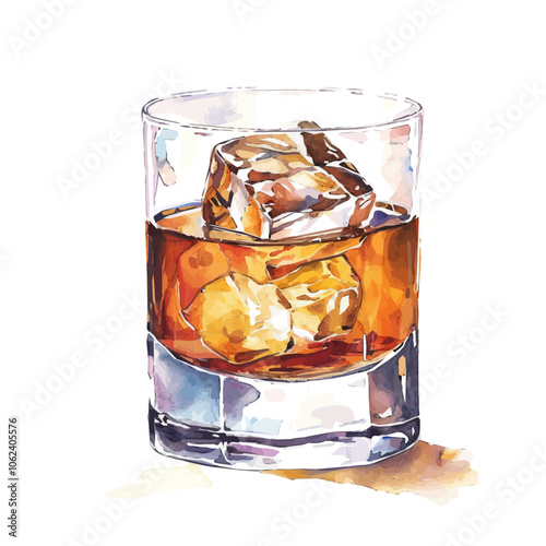 A watercolor vector of Whiskey Mac, isolated on a white background.