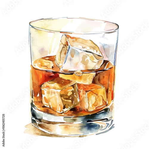 A watercolor vector of Whiskey Mac, isolated on a white background.